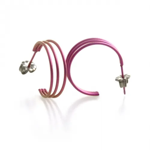 Three Strand Pink Hoop Earrings